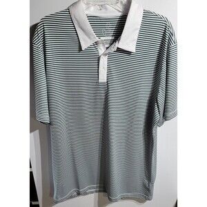 Swannie Mens Green White Striped Golf Polo Shirt Size XL